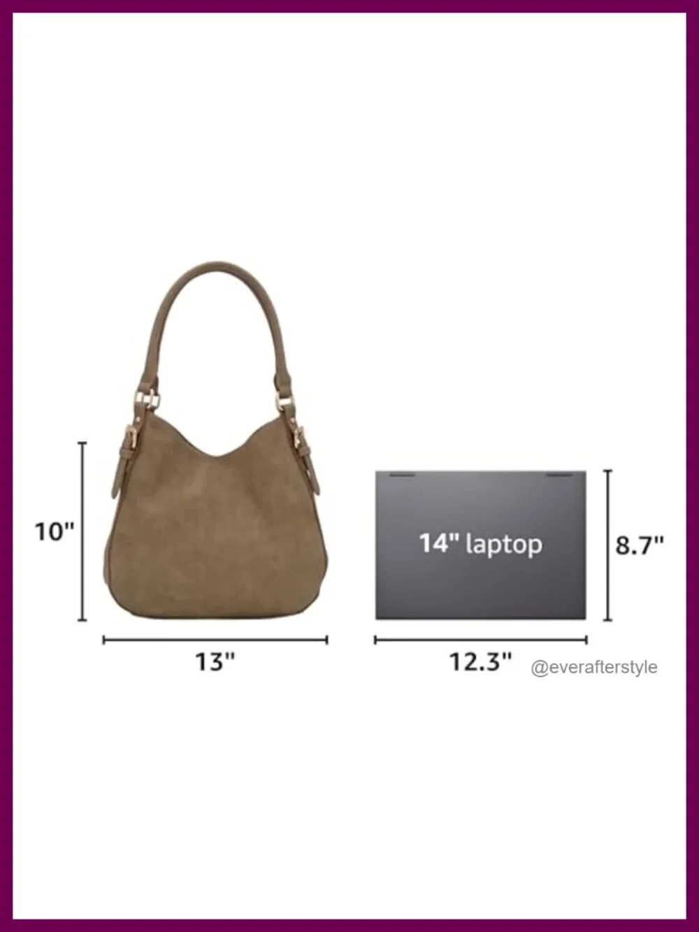 Lightweight 3 Compartment Faux Leather Medium Hobo Bag